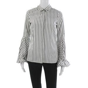 Caroline Constas Women Blouse White Striped Long Sleeve Size XS
